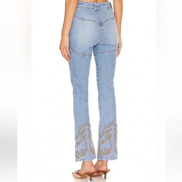 Understated Leather Western Stretch Jeans Cowboy Tears Blue Denim Women’s 24 - Picture 2 of 13